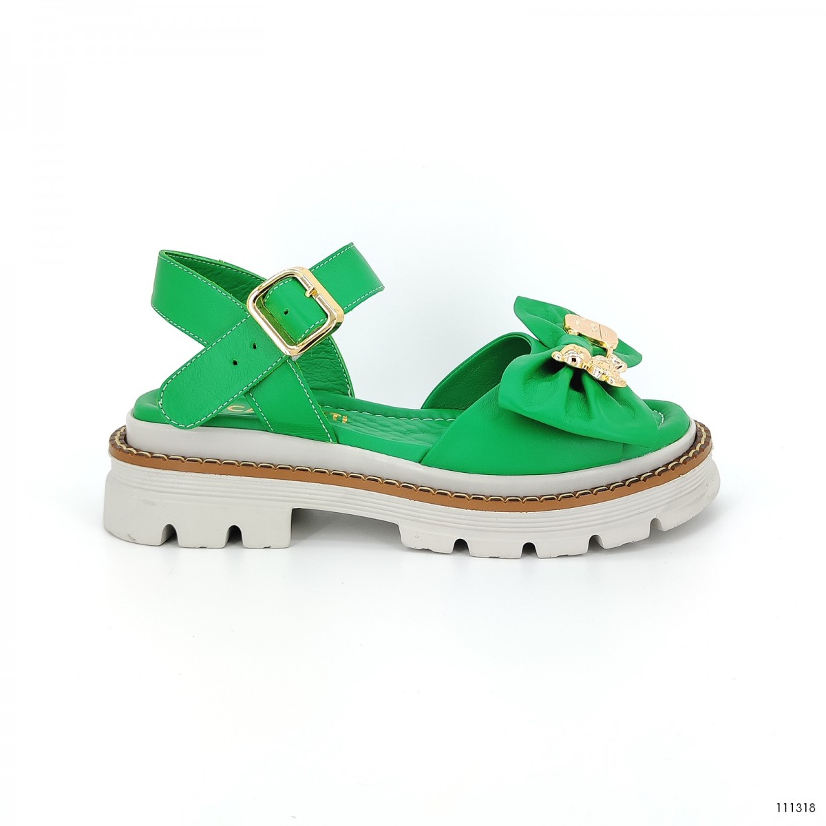  женские сандали на платформе летние Casoreti  зелёный 